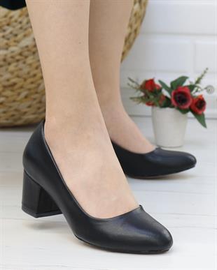 Nesil Shoes Bln 110 Siyah Kumaş Günlük Topuklu Kadın Ayakkabı