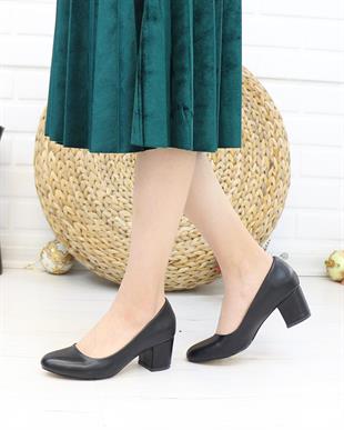 Nesil Shoes Bln 110 Siyah Kumaş Günlük Topuklu Kadın Ayakkabı