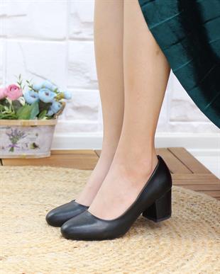 Nesil Shoes Bln 110 Siyah Kumaş Günlük Topuklu Kadın Ayakkabı