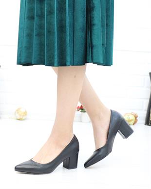 Nesil Shoes Bln 410 Siyah Kumaş Günlük Topuklu Kadın Ayakkabı