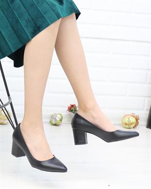 Nesil Shoes Bln 410 Siyah Kumaş Günlük Topuklu Kadın Ayakkabı