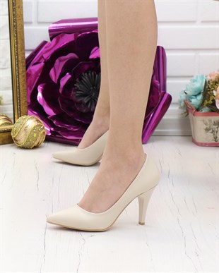 Nesil Shoes Bln 501 Ten Cilt İnce Topuk Kadın Stiletto
