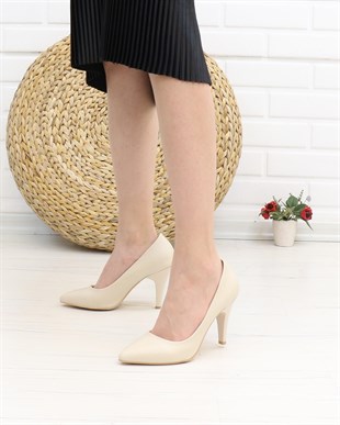 Nesil Shoes Bln 501 Ten Cilt İnce Topuk Kadın Stiletto
