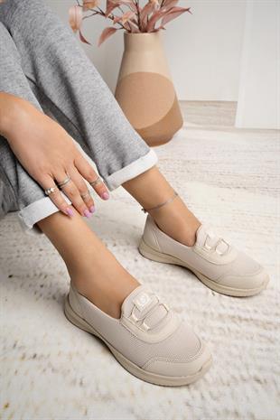 Nesil Shoes Bsea 575 Bej Memory Foam Kadın Yürüyüş Ayakkabısı