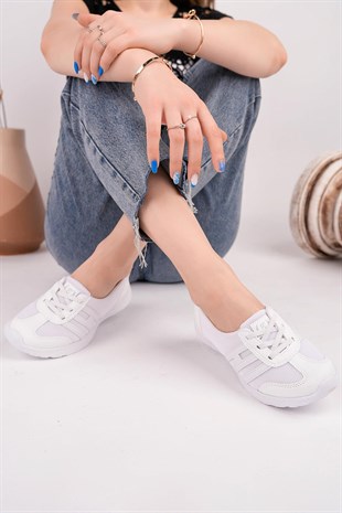 Nesil Shoes Bsea 618 Beyaz Memory Foam Kadın Yürüyüş Ayakkabısı