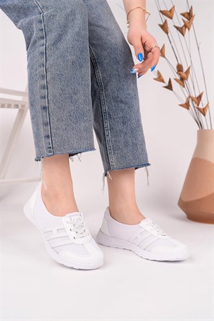 Nesil Shoes Bsea 618 Beyaz Memory Foam Kadın Yürüyüş Ayakkabısı