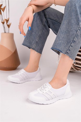 Nesil Shoes Bsea 618 Beyaz Memory Foam Kadın Yürüyüş Ayakkabısı