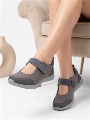 Nesil Shoes Bsea 632 Füme Memory Foam Lastikli Kadın Ayakkabısı