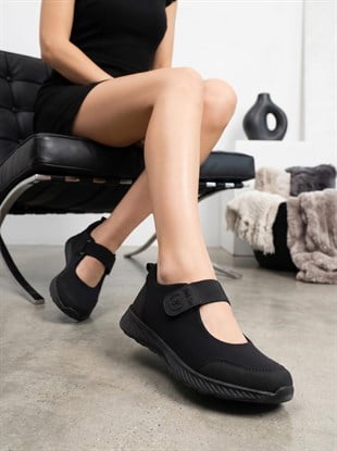 Nesil Shoes Bsea 632 Siyah Memory Foam Lastikli Kadın Ayakkabısı