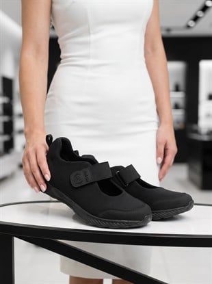 Nesil Shoes Bsea 632 Siyah Memory Foam Lastikli Kadın Ayakkabısı