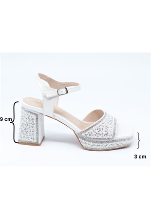Nesil Shoes Carel 109 Sedef Taşlı Platform Kadın Sandalet