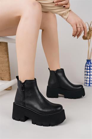 Nesil Shoes Carel 601 Siyah Platform Kadın Bot
