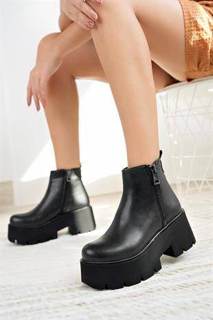 Nesil Shoes Carel 601 Siyah Platform Kadın Bot
