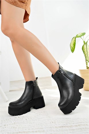Nesil Shoes Carel 601 Siyah Platform Kadın Bot