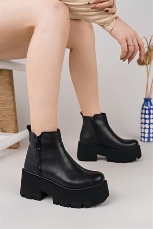 Nesil Shoes Carel 601 Siyah Platform Kadın Bot