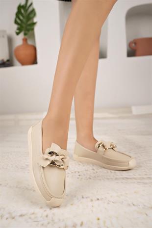 Nesil Shoes Ceylan 57  Ten Zincir Tokalı Kadın Ayakkabı