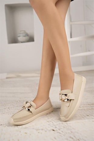 Nesil Shoes Ceylan 57  Ten Zincir Tokalı Kadın Ayakkabı