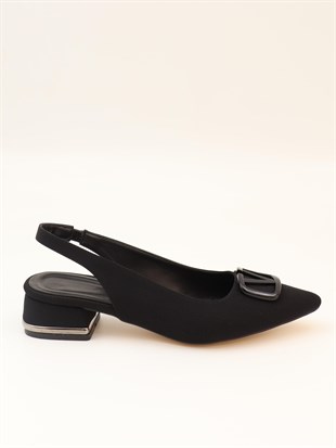 Nesil Shoes Ceylan 801 Siyah Saten Tokalı Kadın Sandalet