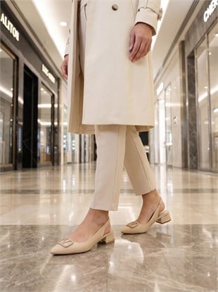 Nesil Shoes Ceylan 801 Ten Saten Tokalı Kadın Sandalet