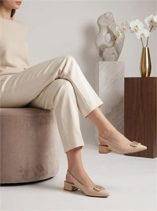 Nesil Shoes Ceylan 801 Ten Saten Tokalı Kadın Sandalet