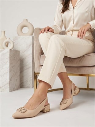 Nesil Shoes Ceylan 801 Ten Saten Tokalı Kadın Sandalet