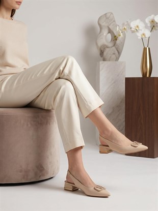 Nesil Shoes Ceylan 801 Ten Saten Tokalı Kadın Sandalet