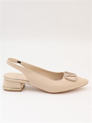 Nesil Shoes Ceylan 801 Ten Saten Tokalı Kadın Sandalet
