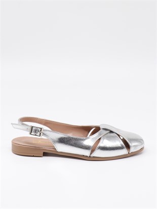 Nesil Shoes Ceylan 873 Gümüş A. Açık Kadın Babet