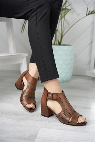 Nesil Shoes Conf 111 Taba Fermuarlı Yazlık Kadın Ayakkabı