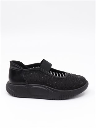 Nesil Shoes Conf 212 Siyah Taşlı Anatomik Kadın Sneakers