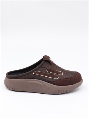 Nesil Shoes Conf 222 Kahve Anatomik Kadın Sabo Terlik