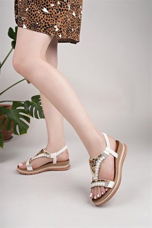 Nesil Shoes Desca 2063 Beyaz Anatomik Kadın Sandalet