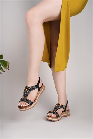 Nesil Shoes Desca 2063 Siyah Anatomik Kadın Sandalet