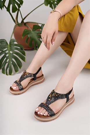 Nesil Shoes Desca 2063 Siyah Anatomik Kadın Sandalet