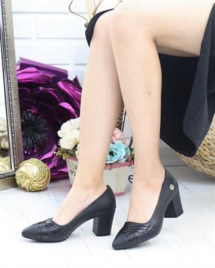 Nesil Shoes Desca 616 Siyah Topuklu Kadın Ayakkabı