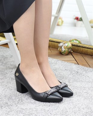 Nesil Shoes Desca 617 Siyah Topuklu Kadın Ayakkabı