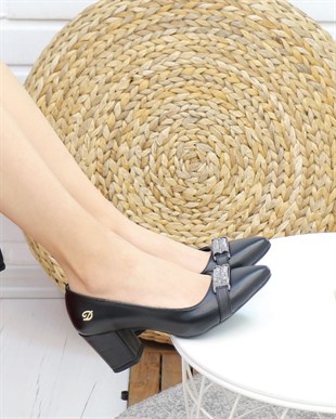 Nesil Shoes Desca 617 Siyah Topuklu Kadın Ayakkabı