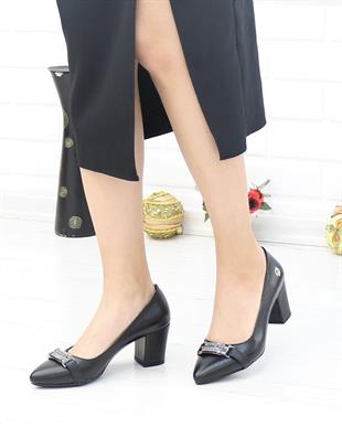 Nesil Shoes Desca 617 Siyah Topuklu Kadın Ayakkabı