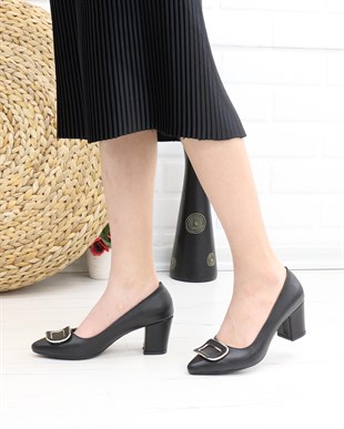 Nesil Shoes Desca 627 Siyah Topuklu Kadın Ayakkabı