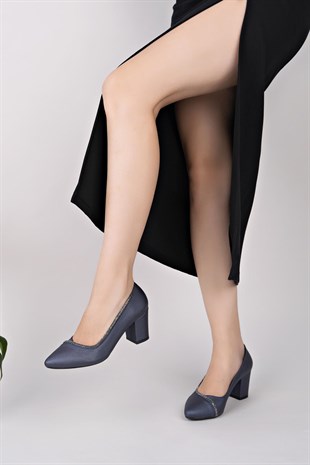 Nesil Shoes Desca 660 Lacivert Virgin Topuklu Kadın Ayakkabı