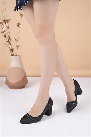 Nesil Shoes Desca 663 Siyah Virgin Topuklu Kadın Ayakkabı