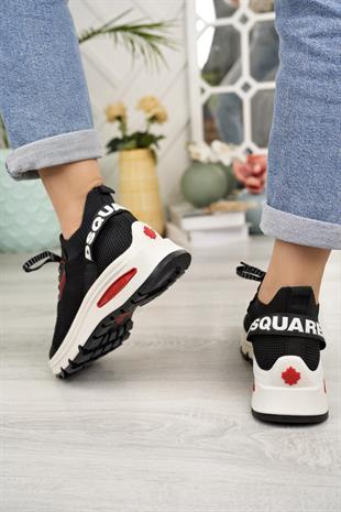 Nesil Shoes Disq 6060 Siyah Triko Kadın Sneakers