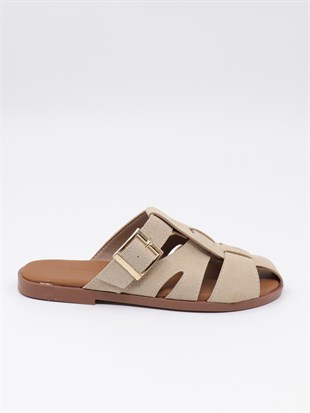 Nesil Shoes Dvm 0112 Bej Tokalı Günlük Kadın Terlik