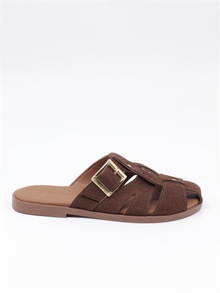 Nesil Shoes Dvm 0112 Kahve Tokalı Günlük Kadın Terlik