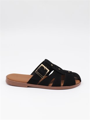 Nesil Shoes Dvm 0112 Siyah Tokalı Günlük Kadın Terlik
