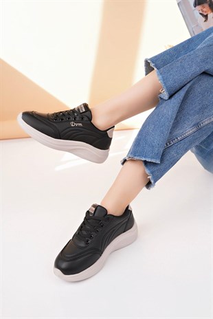 Nesil Shoes Dvm 063 Siyah Bej Memory Foam Kadın Sneakers
