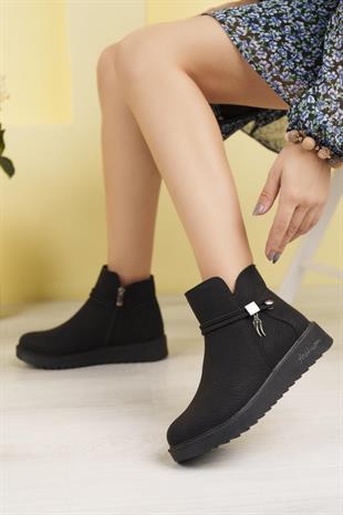 Nesil Shoes Dvm 1001 Siyah Capi Kadın Fermuarlı Kışlık Bot