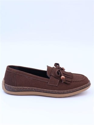 Nesil Shoes Dvm 2001 Kahve Süet Püsküllü Kadın Ayakkabı