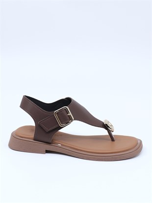 Nesil Shoes Dvm 219 Kahve Tokası Cırtlı Parmak Arası Sandalet