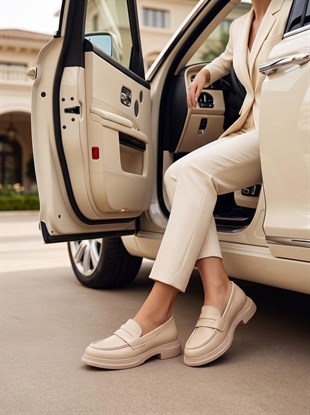 Nesil Shoes Dvm 2530 Bej Maskulen Kadın Loafer